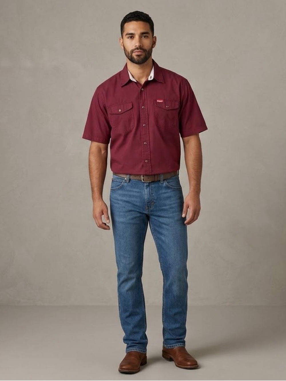 Wrangler Premium Quality Men's Large Short Sleeve Button Down Shirt